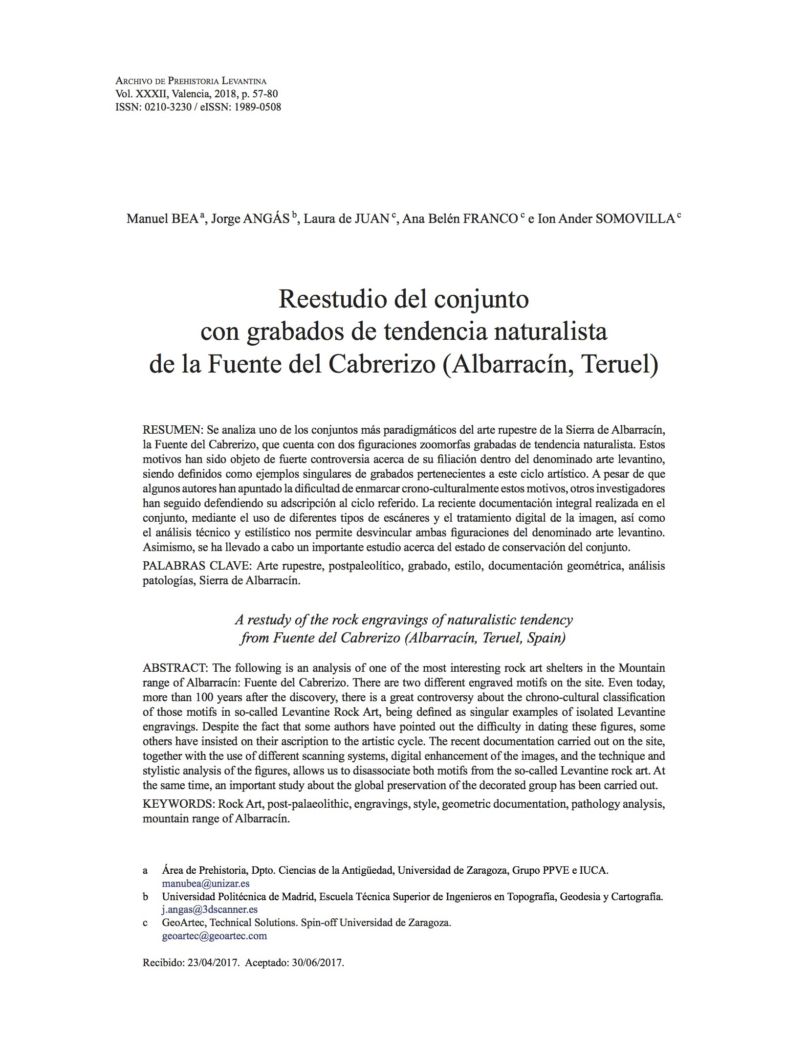 Reestudio del conjunto con grabados de tendencia naturalista de la Fuente del Cabrerizo (Albarracín, Teruel)