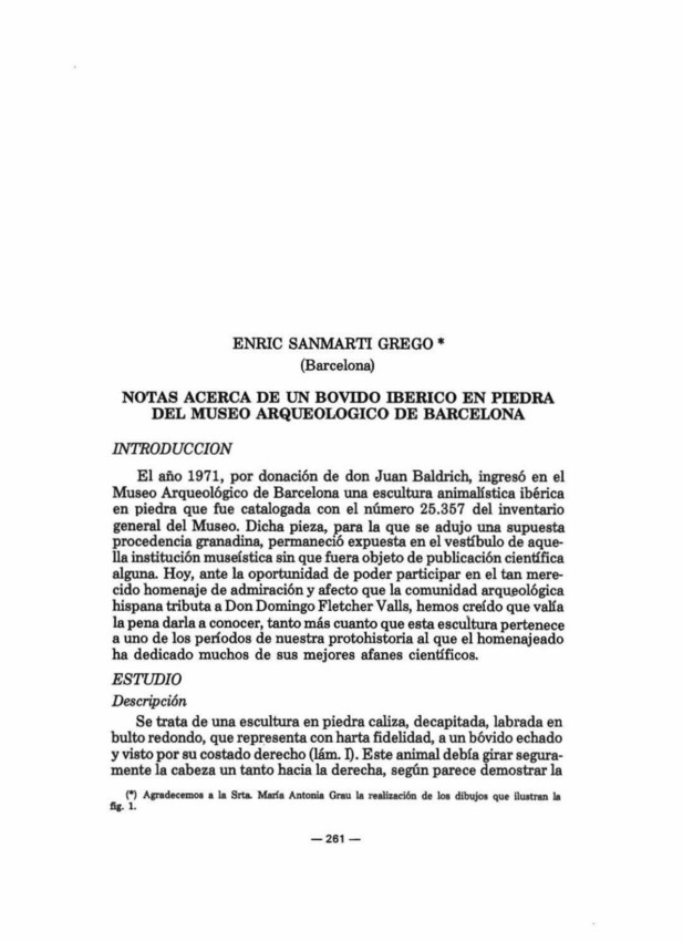 Notas acerca de un bóvido ibérico en piedra del Museo Arqueológico de Barcelona