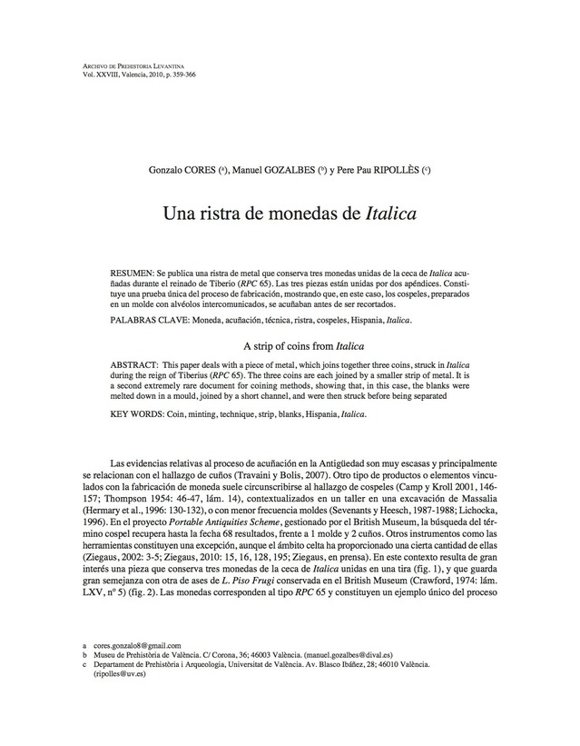 Una ristra de monedas de Italica