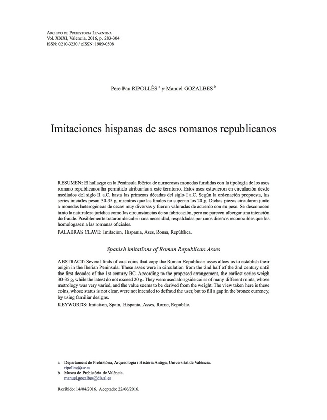 Imitaciones hispanas de ases romanos republicanos